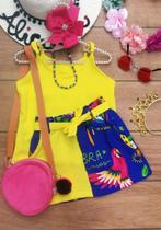 Conjunto infantil short e blusa amarelo