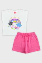 Conjunto Infantil Short e Blusa com Lantejoulas Kely Kety Cor:Off WhiteTamanho:10
