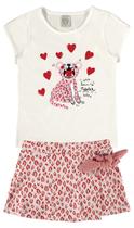 Conjunto Infantil Short Saia Tigrinho Cor Off White