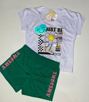 Conjunto infantil shorts + blusa feminino tamanho 8