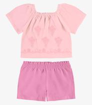 Conjunto Infantil Shorts Com Blusa Rovi Kids Rosa Conjunto Infantil Shorts Com Blusa Rovi Kids Rosa