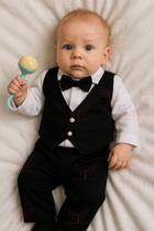 Conjunto Infantil Social com Gravata Borboleta Bebê Menino RN a 05 meses para Batizado Casamento Formatura