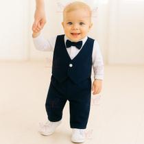 Conjunto Infantil Social com Gravata Borboleta Bebê Menino RN a 05 meses para Batizado Casamento Formatura Conjunto Infantil Social com Gravata Borboleta Bebê Menino RN a 05 meses para Batizado Casamento Formatura