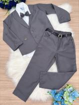 Conjunto Infantil Social Terno - Batizado - Pajem - Blaizer cinza - kanga