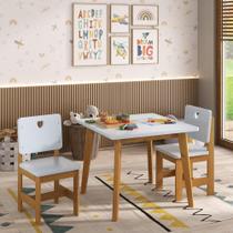 Conjunto Infantil Sofia Mesa + 2 Cadeiras Madeira de Pinus Azul/Mel Conjunto Infantil Sofia Mesa + 2 Cadeiras Madeira de Pinus Azul/Mel