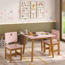 Conjunto Infantil Sofia Mesa + 2 Cadeiras Madeira de Pinus / Mdf Rosa/Mel Conjunto Infantil Sofia Mesa + 2 Cadeiras Madeira de Pinus / Mdf Rosa/Mel