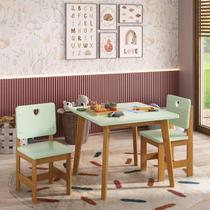 Conjunto Infantil Sofia Mesa + 2 Cadeiras Verde/ Mel - Madeira de Pinus / Mdf Verde/Mel Conjunto Infantil Sofia Mesa + 2 Cadeiras Verde/ Mel - Madeira de Pinus / Mdf Verde/Mel