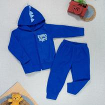 Conjunto Infantil Soft Azul Blusa Capuz Interativo e Aplique