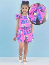 Conjunto Infantil Stitch Rosa Menina Fashionista - Blusa Short + Enfeite Cabelo Conjunto Infantil Stitch Rosa Menina Fashionista - Blusa Short + Enfeite Cabelo
