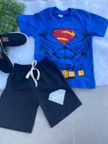 Conjunto Infantil Super Homem Verão Superman Fresquinho Barato Melhor Criança Masculino