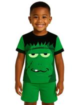 Conjunto Infantil Temático Fantasia Frankenstein Camiseta e Short Conjunto Infantil Temático Fantasia Frankenstein Camiseta e Short