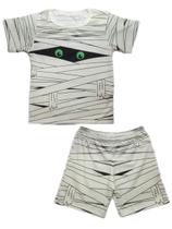 Conjunto Infantil Temático Fantasia Múmia Com Camiseta e Short