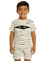 Conjunto Infantil Temático Fantasia Múmia Com Camiseta e Short Conjunto Infantil Temático Fantasia Múmia Com Camiseta e Short
