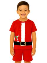 Conjunto Infantil Temático Fantasia Natal Camiseta e Short