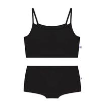 Conjunto Infantil Top e Calcinha Em Cotton Preto Nina Go Conjunto Infantil Top e Calcinha Em Cotton Preto Nina Go
