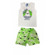 Conjunto Infantil Tubarão Meia Malha e Bermuda de Tactel Romitex