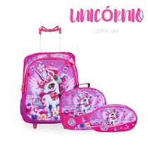 Conjunto Infantil Unicórnio Mochila + Lancheira + Estojo para uma Volta às Aulas Encantada