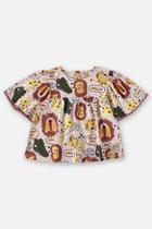 Conjunto Infantil Up Baby Verão Shorts e Blusa Off White Safari