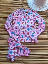 Conjunto infantil UV50+ feminino (blusa + calcinha)
