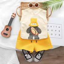 Conjunto Infantil Verão 2 Peças - Colete e Shorts com Estampa de Desenhos Animados