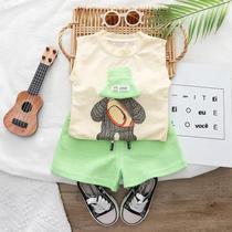 Conjunto Infantil Verão 2 Peças - Colete e Shorts com Estampa de Desenhos Animados