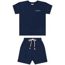 Conjunto Infantil Verão Angero em malha bublee marinho tamanho:4cor:azul marinho Conjunto Infantil Verão Angero em malha bublee marinho tamanho:4cor:azul marinho