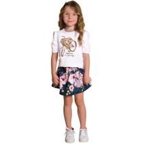 Conjunto Infantil Verão Blusa e Saia Com Short Alfaiataria - Milon