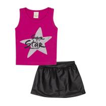Conjunto Infantil Verão Blusa e Saia em Cirrê Star 2 peças - Gueda Conjunto Infantil Verão Blusa e Saia em Cirrê Star 2 peças - Gueda