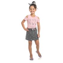 Conjunto Infantil Verão, Blusa e Saia Unicórnio 2 peças - Kamylus