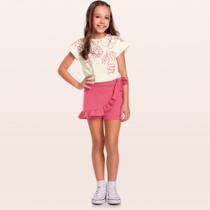 Conjunto Infantil Verão Blusa E Short Saia Bem Me Quero Tam 4 a 10 - Fakini Conjunto Infantil Verão Blusa E Short Saia Bem Me Quero Tam 4 a 10 - Fakini