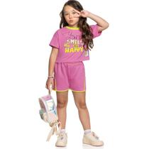 Conjunto Infantil Verão Blusa e Short Smile 2 peças Tam 4 a 14 - Angerô