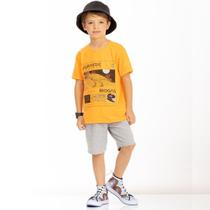 Conjunto Infantil Verão Camiseta e Bermuda Dinossauro 2 peças Tam 6 a 10 - Biogás