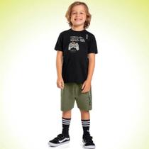 Conjunto Infantil Verão Camiseta e Bermuda Moletinho Player 2 Peças Tam 4 a 10 - Fakini