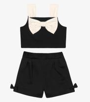 Conjunto Infantil Verão Em Ponto Roma Com Blusa E Short Com LMaxi Laço Trick Nick 1133902