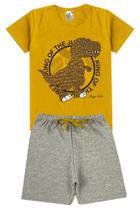 Conjunto Infantil Verão Masculino T-Rex Marrom - Mostarda Conjunto Infantil Verão Masculino T-Rex Marrom - Mostarda