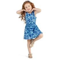 Conjunto Infantil Verão Menina Blusa e Saia Com Short Fundo do Mar 3 a 8 - Angerô