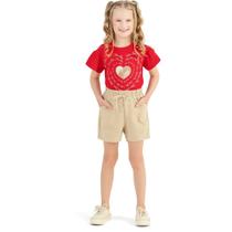 Conjunto Infantil Verão Menina Blusa e Short Coração Dourado - Angerô Conjunto Infantil Verão Menina Blusa e Short Coração Dourado - Angerô