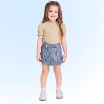 Conjunto Infantil Verão Menina Blusa E Short Saia Xadrez Tam 2 a 3 - Fakini