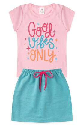 Conjunto Infantil Verão Menina Good Vibes Only - Rosa - Magia Baby Conjunto Infantil Verão Menina Good Vibes Only - Rosa - Magia Baby