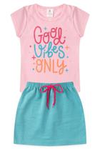 Conjunto Infantil Verão Menina Good Vibes Only - Rosa
