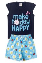 Conjunto Infantil Verão Menina Make Today Happy! - Marinho Conjunto Infantil Verão Menina Make Today Happy! - Marinho