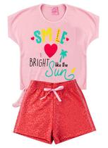 Conjunto Infantil Verão Menina Rosa Bebe