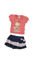 Conjunto Infantil verão Menina Saia Tilesul Mbb
