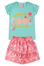 Conjunto Infantil Verão Menina Today Is a Cool Summer Day Fresh Acqua / Piradinhos - Benetex Kids