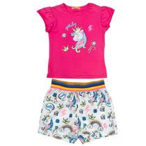Conjunto Infantil Verão Menina Unicórnio Leve