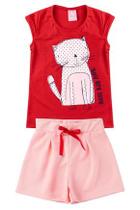 Conjunto Infantil Verão Menina Vermelho / Benetex Kids