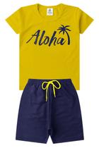 Conjunto Infantil Verão Menino Aloha - Mostarda