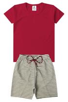 Conjunto Infantil Verão Menino Básico - Bordô