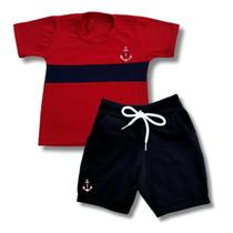 Conjunto Infantil Verão Menino Bermuda Camiseta Bebê Macio Confortavel