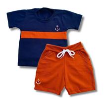 Conjunto Infantil Verão Menino Bermuda Camiseta Bebê Macio Confortavel